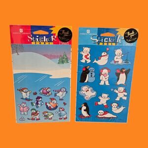 NEW AGC Vintage Christmas Stickers Whimsical Snowman Penquins Polar Bears Seals